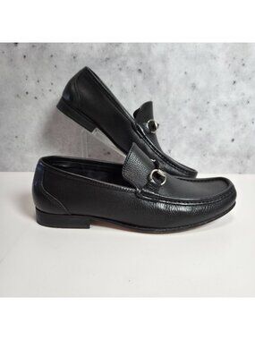 Sandrino Mens Sorrento Black Leather Loafers Horsebit Size 8.5 D Made In Spain
